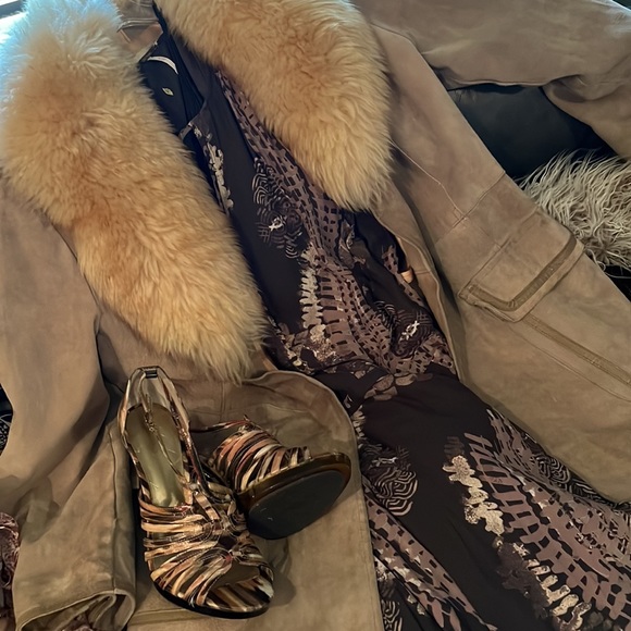 CARLOS SANTANA SZ 10 STILETTO HEEL SANDALS Splash-Multi-Tonal Color, HT over 4in - Picture 5 of 12